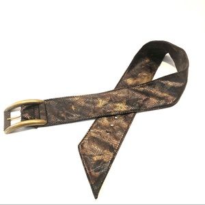 Metallic Animal Print Wide Buckle Belt